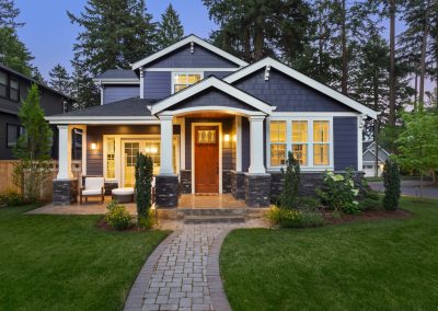 blue craftsman style home