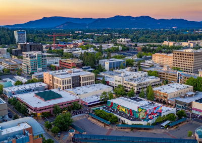Arial view of downtown Eugene